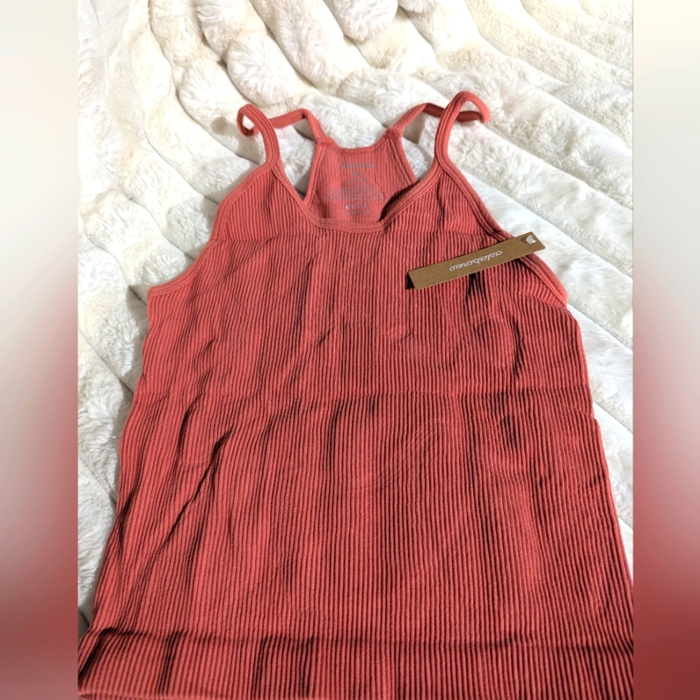 Women's Burnt Orange Ribbed Tank Top